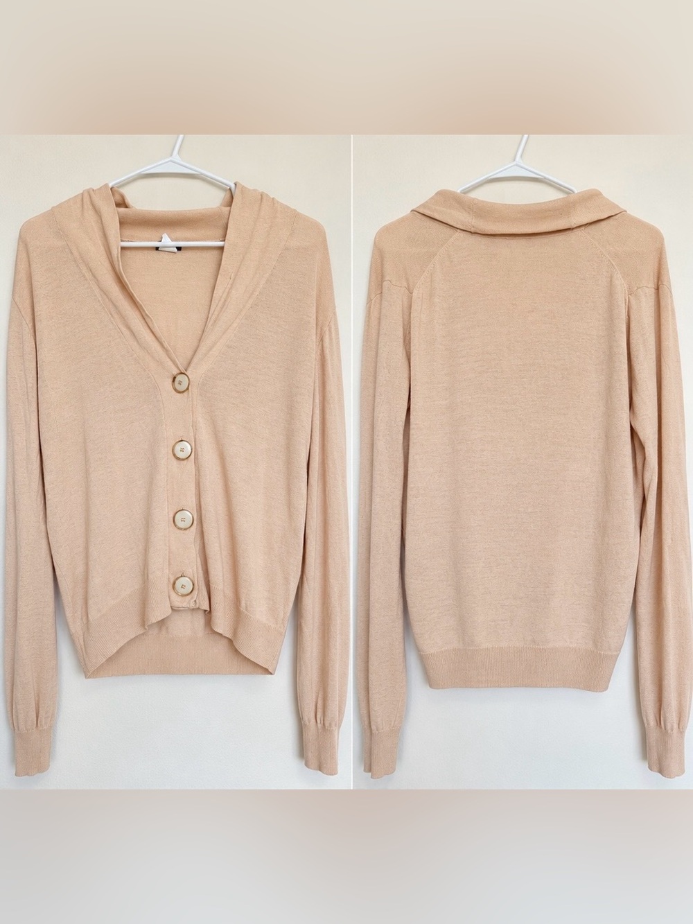 J Crew Light Peach/Pink Silk/Linen Button Cardigan Women’s Large
